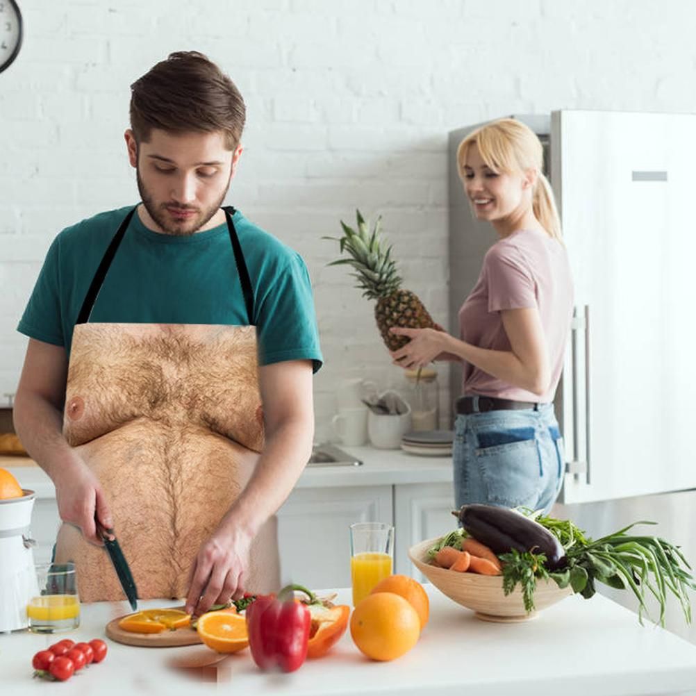 Funny Men Belly Cooking Aprons Kitchen Barbecue Funny Printing Aprons 3D Apron