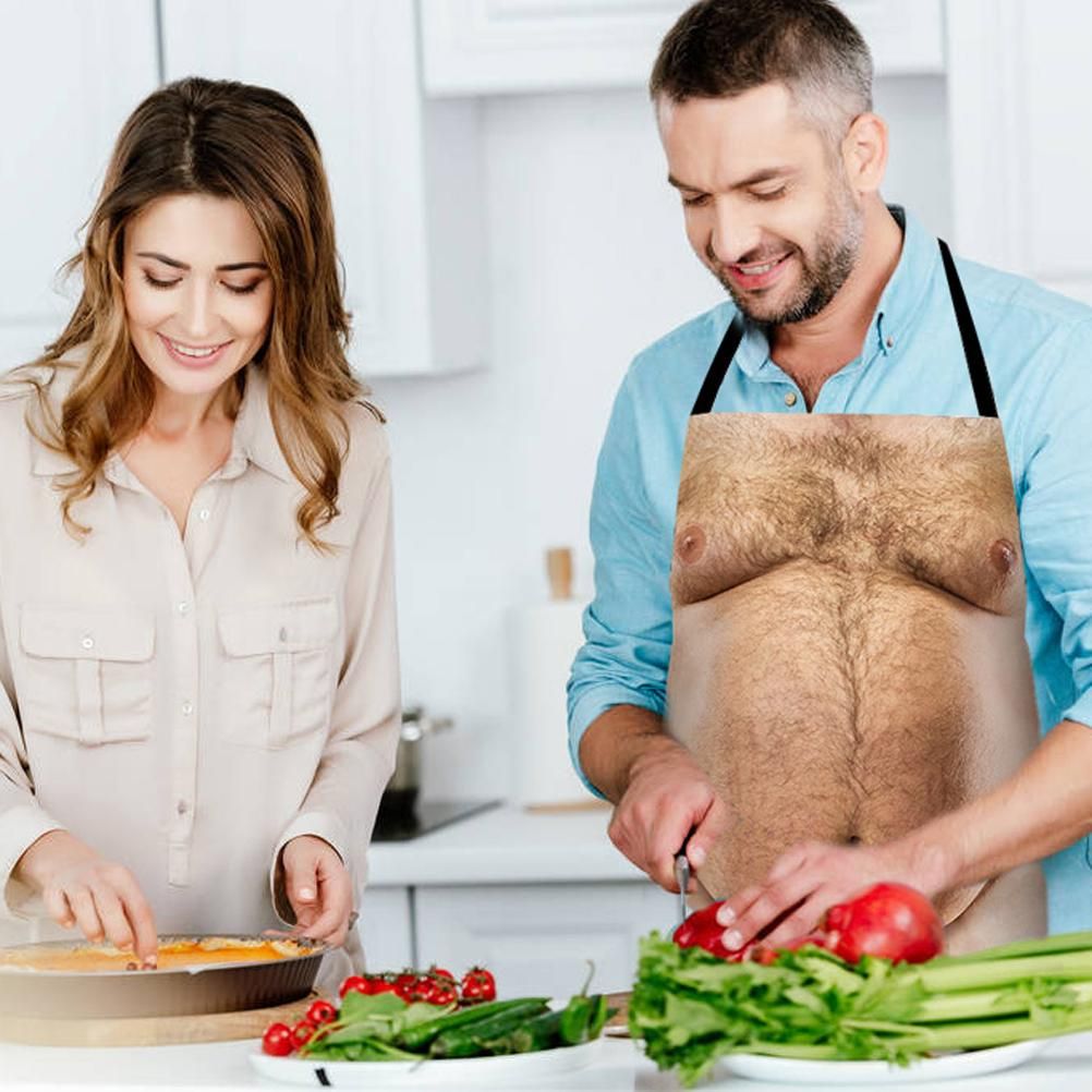 Funny Men Belly Cooking Aprons Kitchen Barbecue Funny Printing Aprons 3D Apron