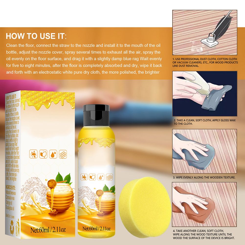 60ml Beeswax Care Spray Natural Beewax Spray Home Furniture Care Wooden Floor Beeswax Wax
