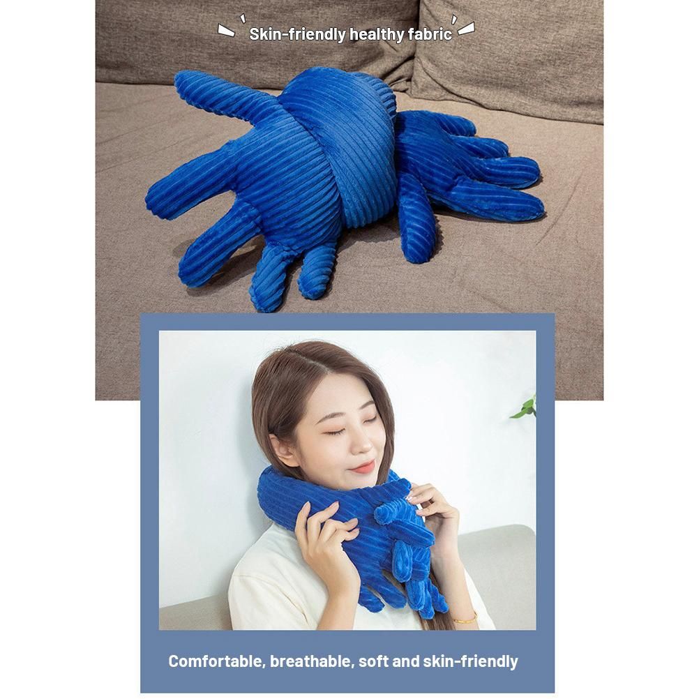 Blue Hand Shape Plush Pillows Long Strip Palm Cushion for Home Travel and Camping Sofa Pillows