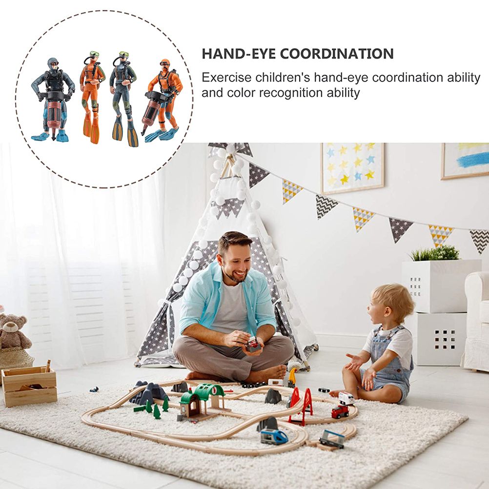 4Pcs Mini Diver Figurines Model Simulation Underwater Adventure Diver Figure Playset for Scene Layout Table Ornaments