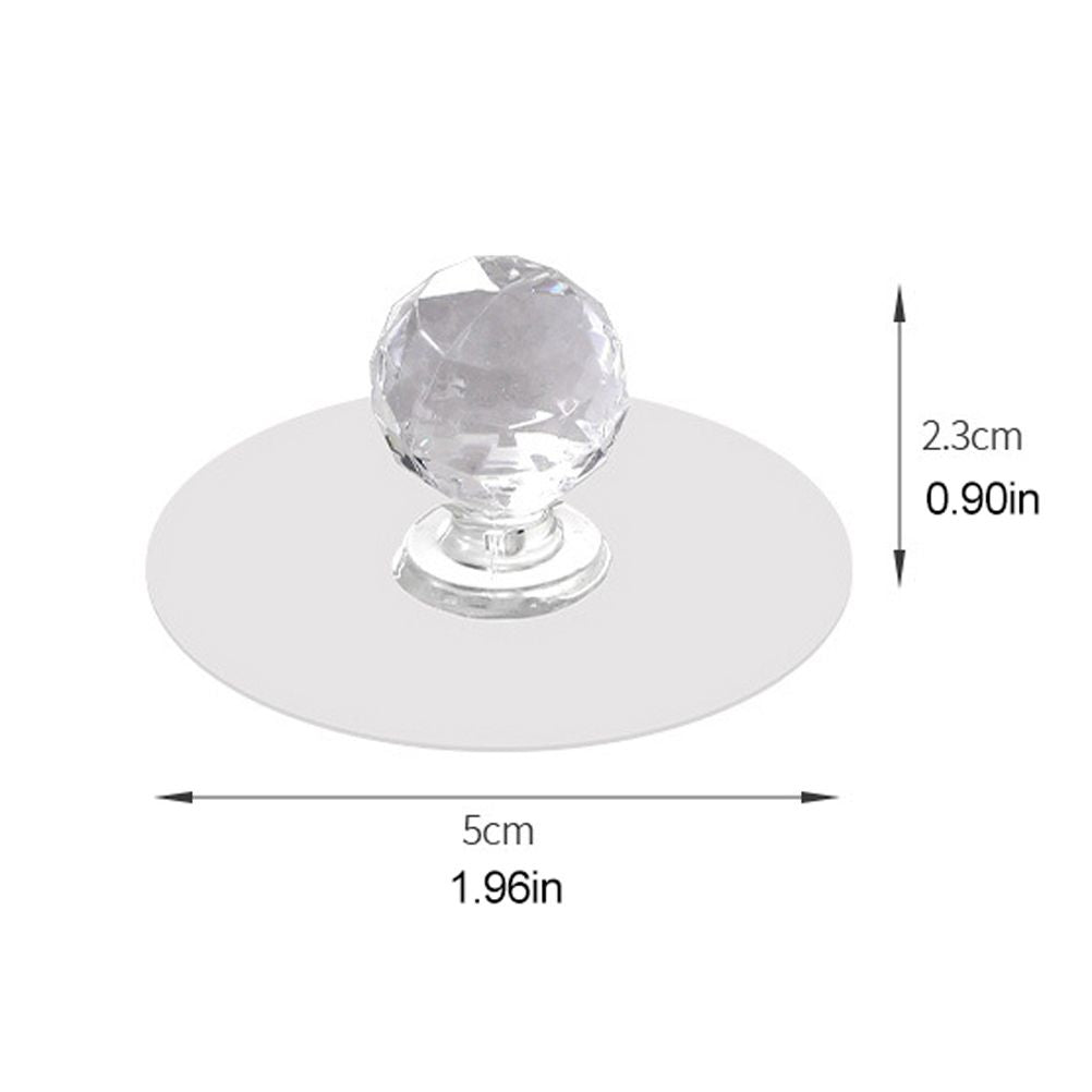 2Pcs Self Adhesive Knobs Acrylic No Drilling Mirror Cabinet Handles Clear Glass Drawer Knobs