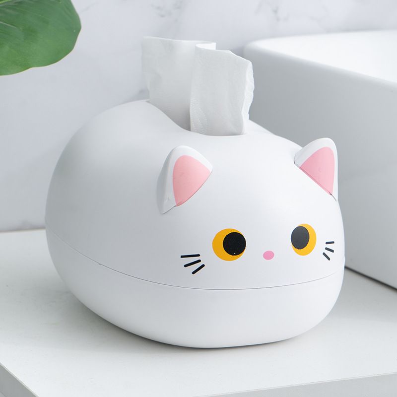Cartoon Cat Tissue Box Desktop Paper Napkin Storage Box Paper Container Home Decoration