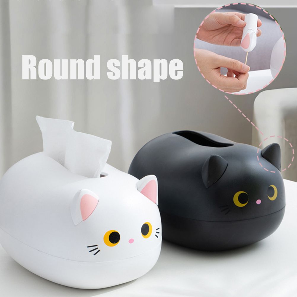 Cartoon Cat Tissue Box Desktop Paper Napkin Storage Box Paper Container Home Decoration