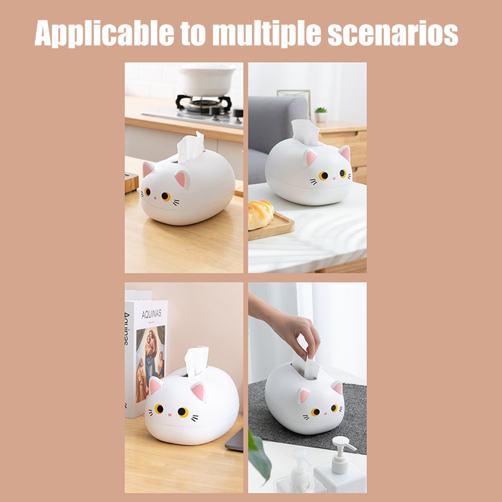Cartoon Cat Tissue Box Desktop Paper Napkin Storage Box Paper Container Home Decoration