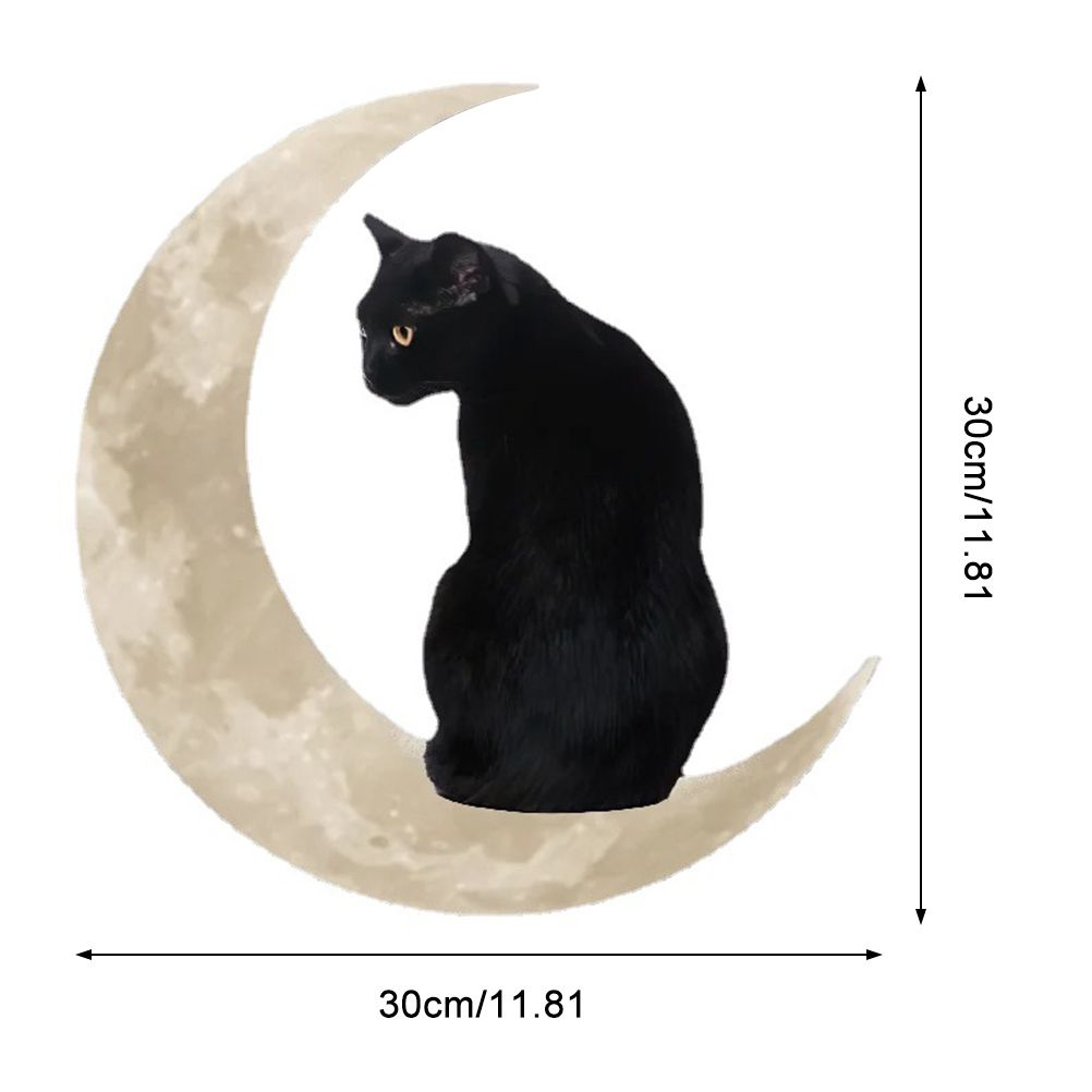 Metal Black Cat Moon Hanging Sign Cat On The Moon Wall Hanging Pendant Home Indoor Decor Gifts