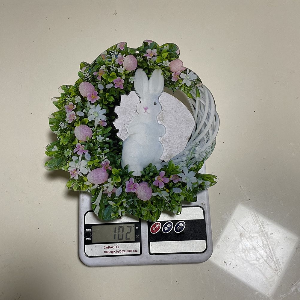 Easter Bunny Egg Wreath Acrylic Rabbit Egg Wreath Indoor Outdoor Easter Hanging Ornaments Home Front Door Party Decorations