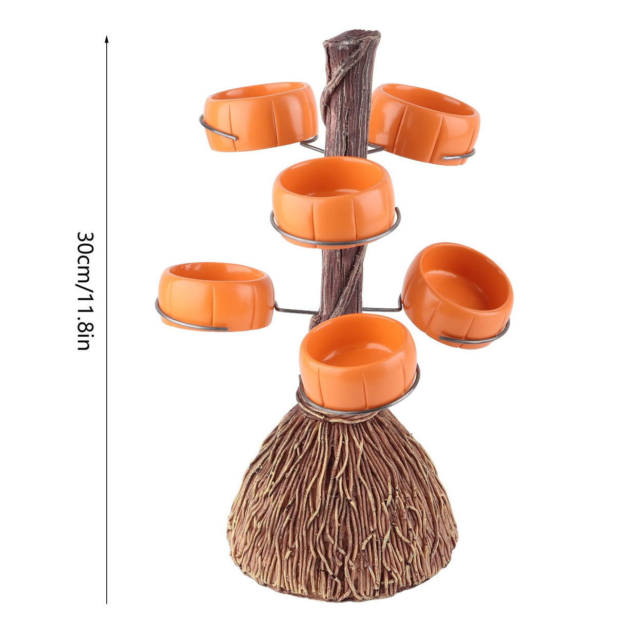 Snack Bowl Holder Halloween Pumpkin Snack Bowl Rack Witch Broom Decor Dessert Bowl Stand for Dining Table