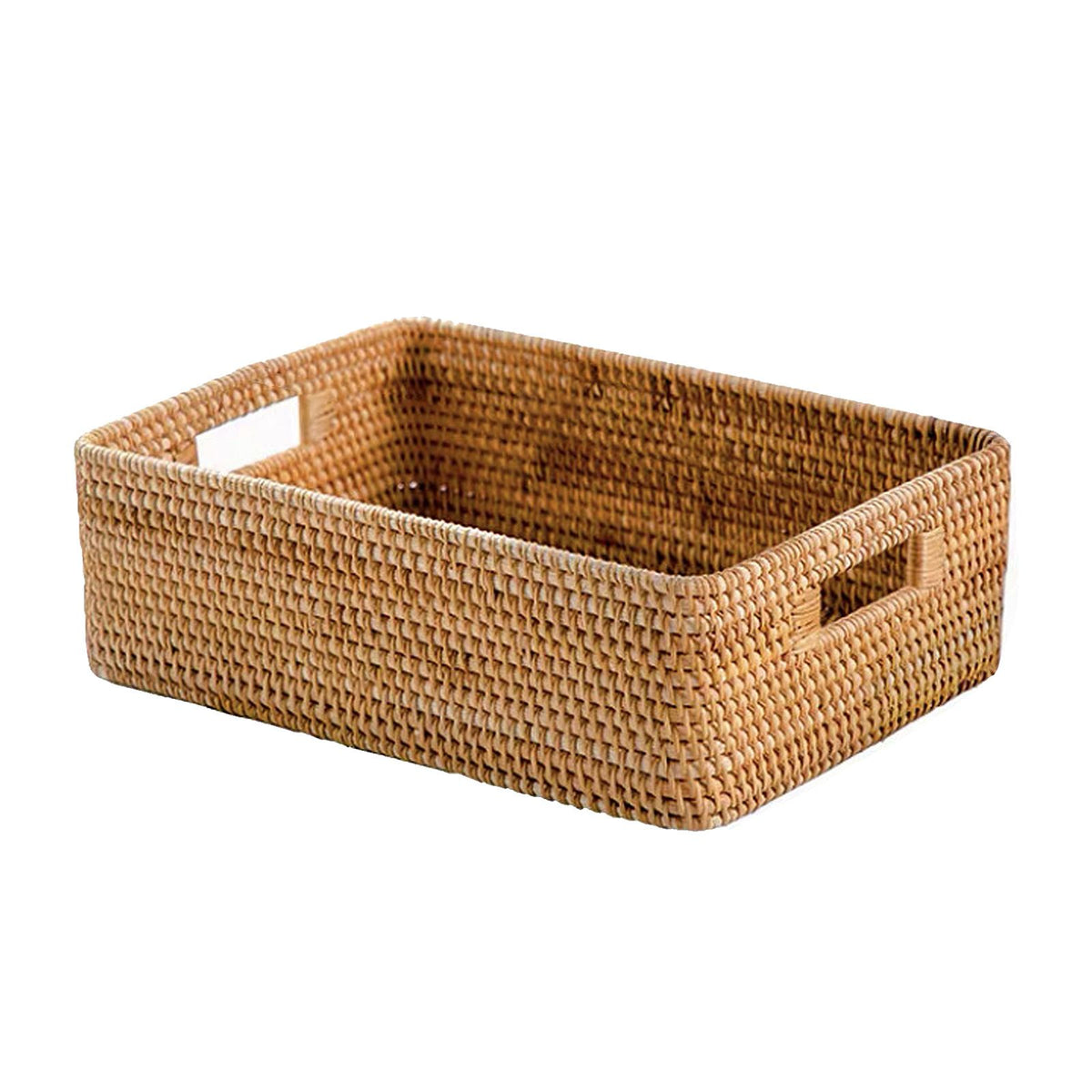 Rattan Storage Basket Desktop Utility Organizer Woven Storage Basket for Coffee Table