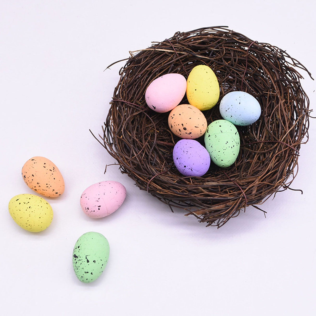 100PCS Colorful Foam Eggs Easter Egg Ornaments Crafts Birds Eggs DIY Wreath Accessories