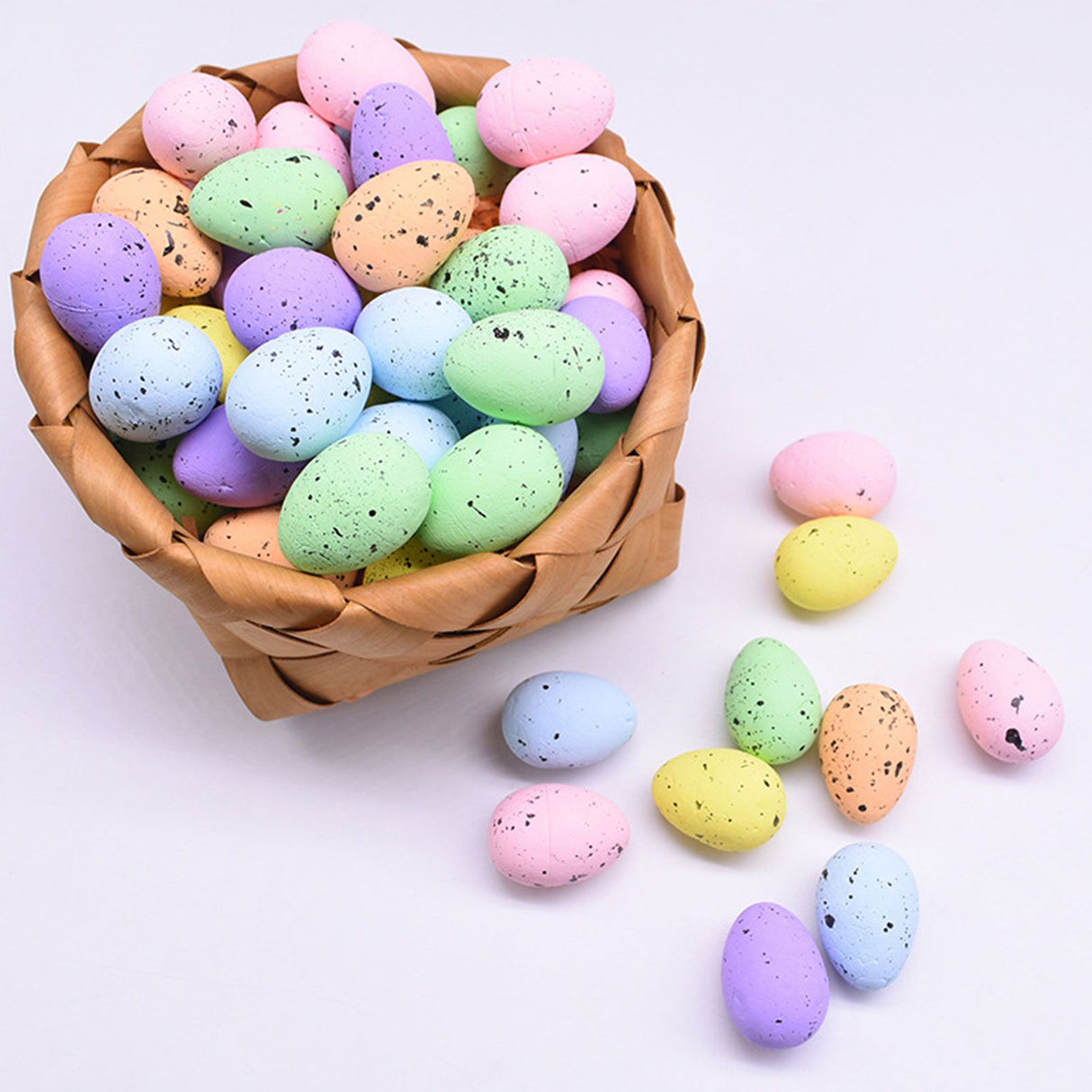 100PCS Colorful Foam Eggs Easter Egg Ornaments Crafts Birds Eggs DIY Wreath Accessories