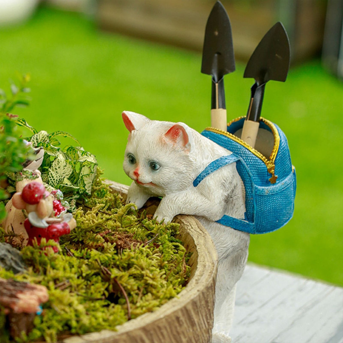 Patio Garden Flower Pots Fish Tank Cat Hanging Ornaments Cute Cartoon Backpack Cat Pendant