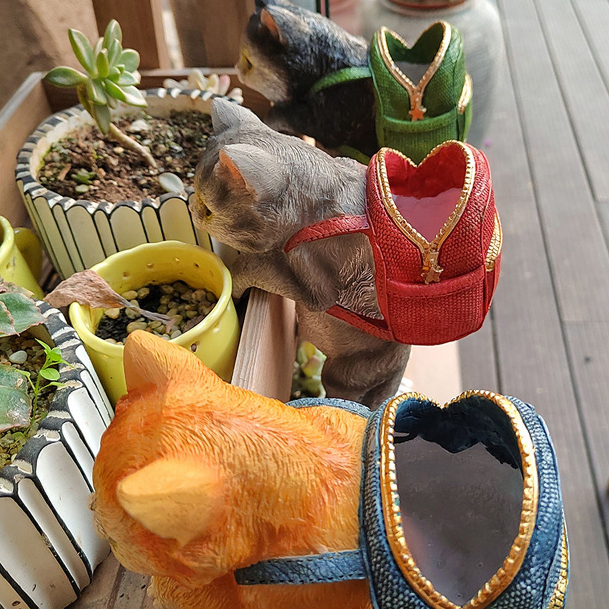 Patio Garden Flower Pots Fish Tank Cat Hanging Ornaments Cute Cartoon Backpack Cat Pendant