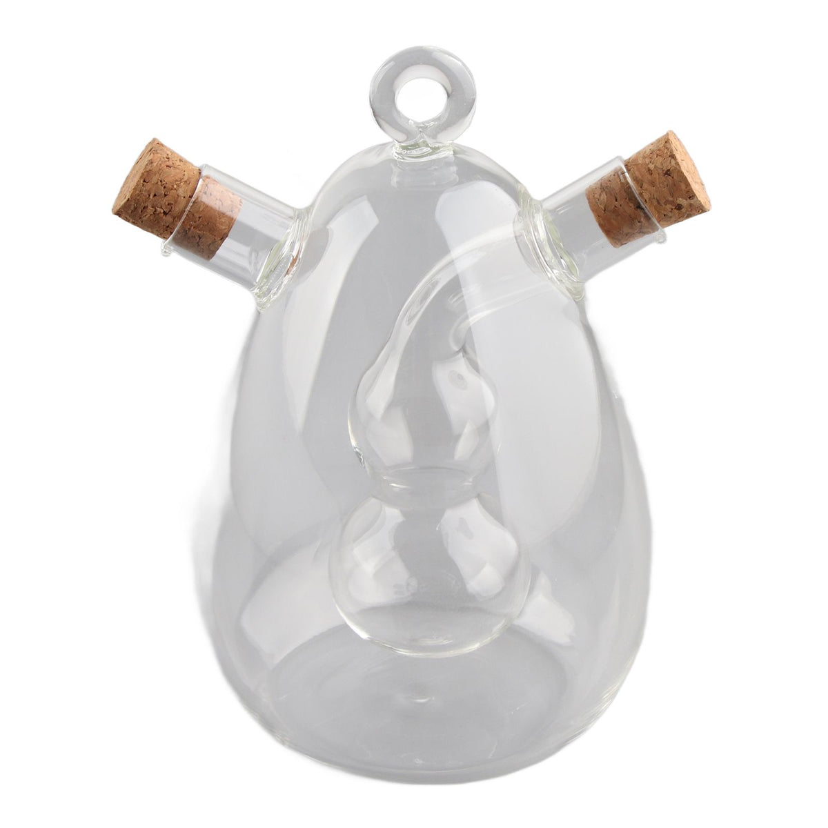 Glass Oil Control Jar Kitchen 2 in 1 Sealed Oil and Vinegar Dispenser Transparent Oil and Vinegar Bottle