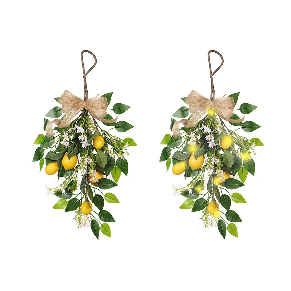 Artificial Lemon Teardrop Wreath Wall Hanging Teardrop Lemon Fruit Wreath Artificial Lemon Swag