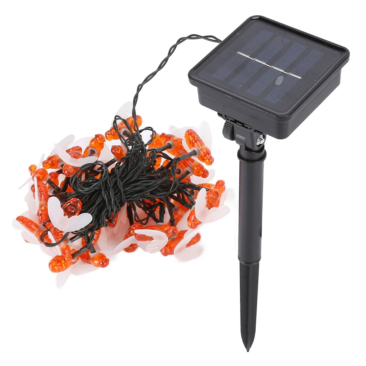 LED Solar String Lights Bee Shaped Waterproof Decorative Light for Outdoor Garden Patio Warm White7M 50LED 8 Work Mode