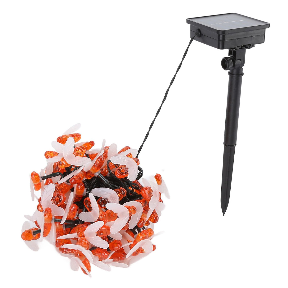 LED Solar String Lights Bee Shaped Waterproof Decorative Light for Outdoor Garden Patio Warm White12M 100LED 8 Work Mode