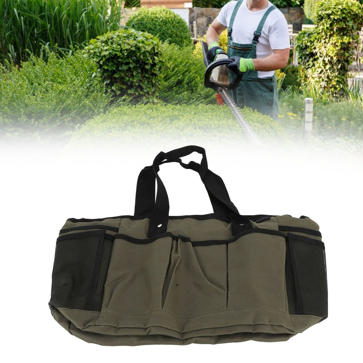 Outdoor Tote Bag Portable Garden Pruning Tool Storage Bag for Keeping Storing Gardening ToolMilitary Green