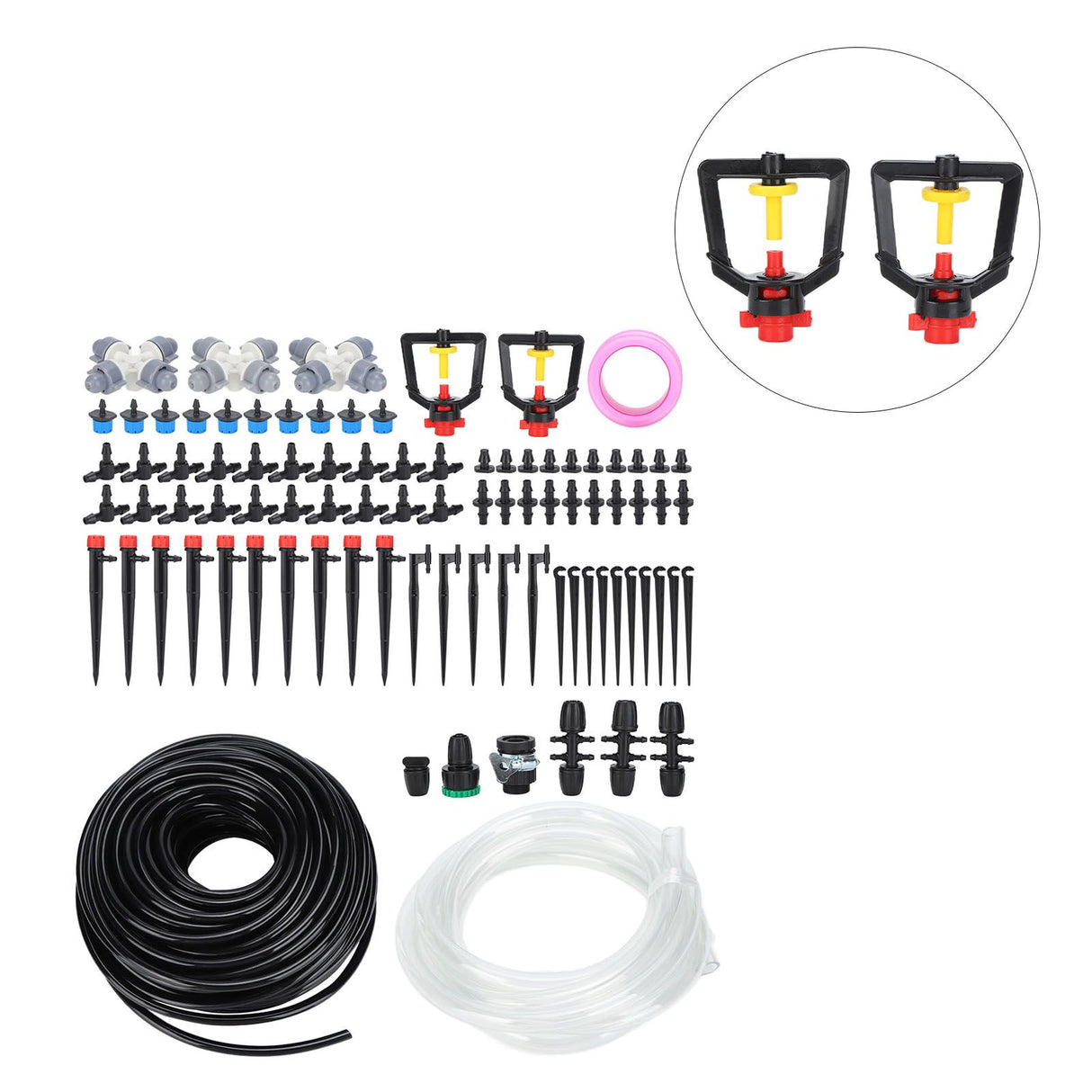 30m Drip Irrigation Kit Tubing Hose Nozzles Adapters Valves Drippers Set Garden Watering System