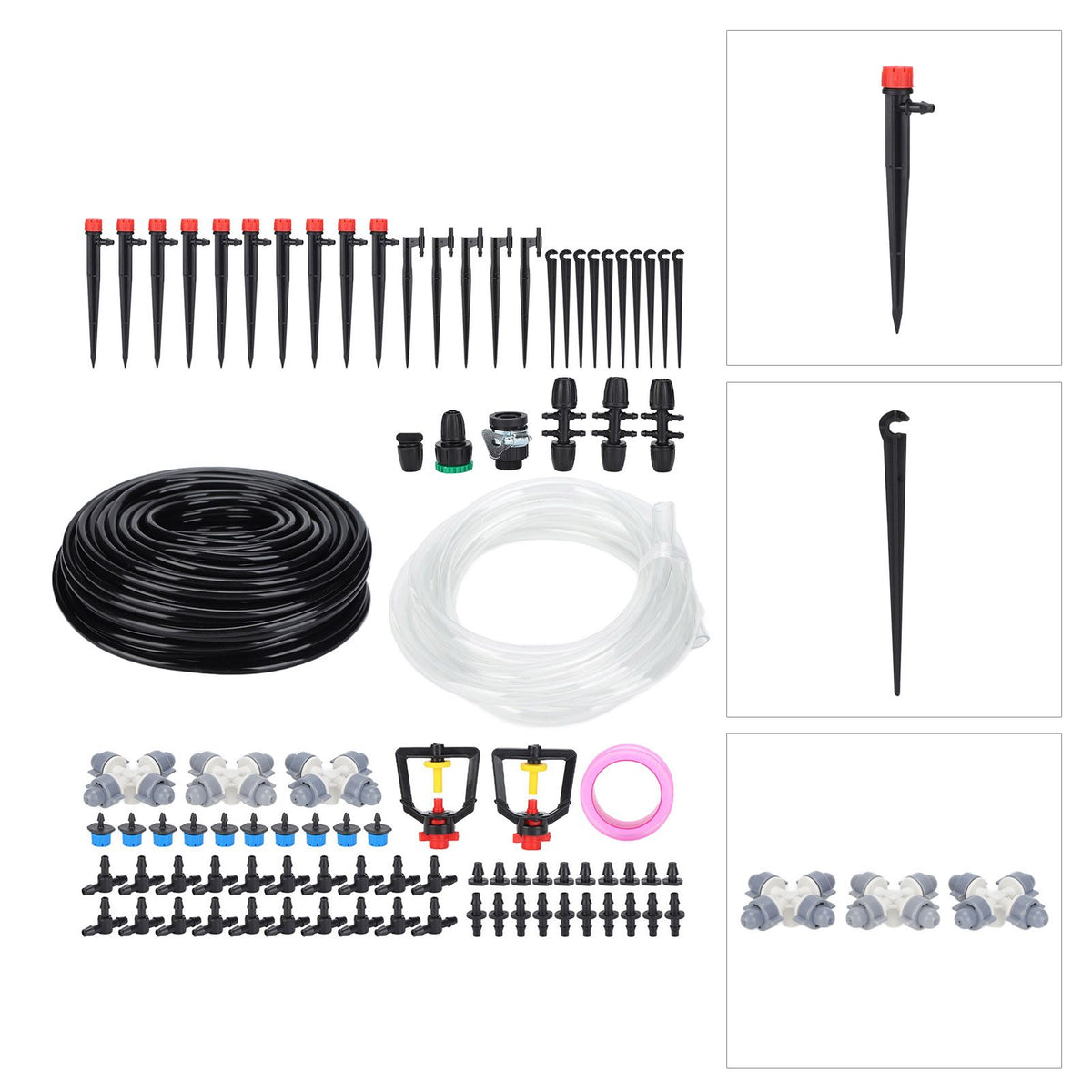 30m Drip Irrigation Kit Tubing Hose Nozzles Adapters Valves Drippers Set Garden Watering System