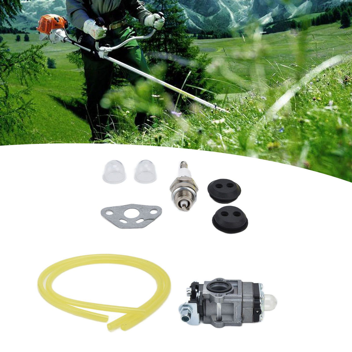H119‑6 42CC Carburetor Gasket Sparking Plug Kit Replacement for WT WYK‑186 with Intake Hole