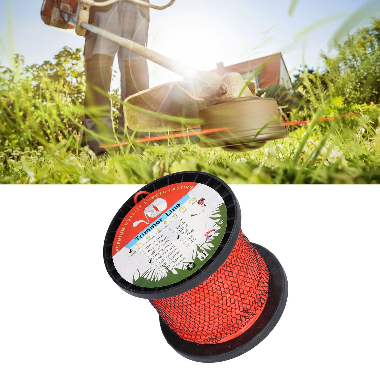 2.4mm Trimmer Line Round Nylon 1LB Round Heavy Duty Grass Cutting Trimmer Line for Yard Garden