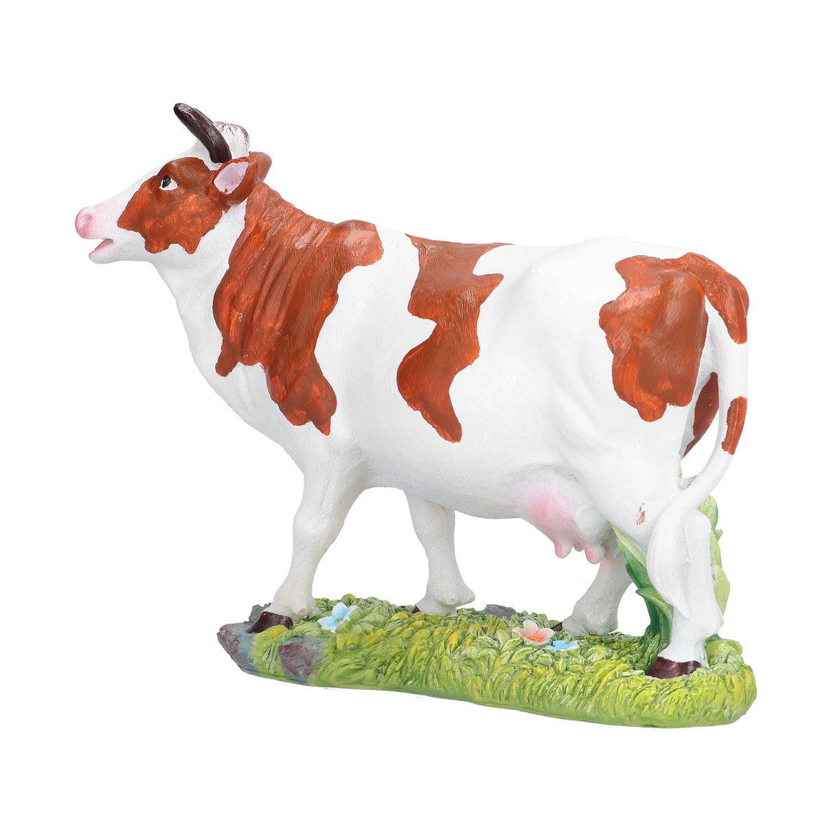 Cow Figurines Brown and White Cow Model Ornament Animal Sculpture Resin Crafts for HomeRaise Head Cow