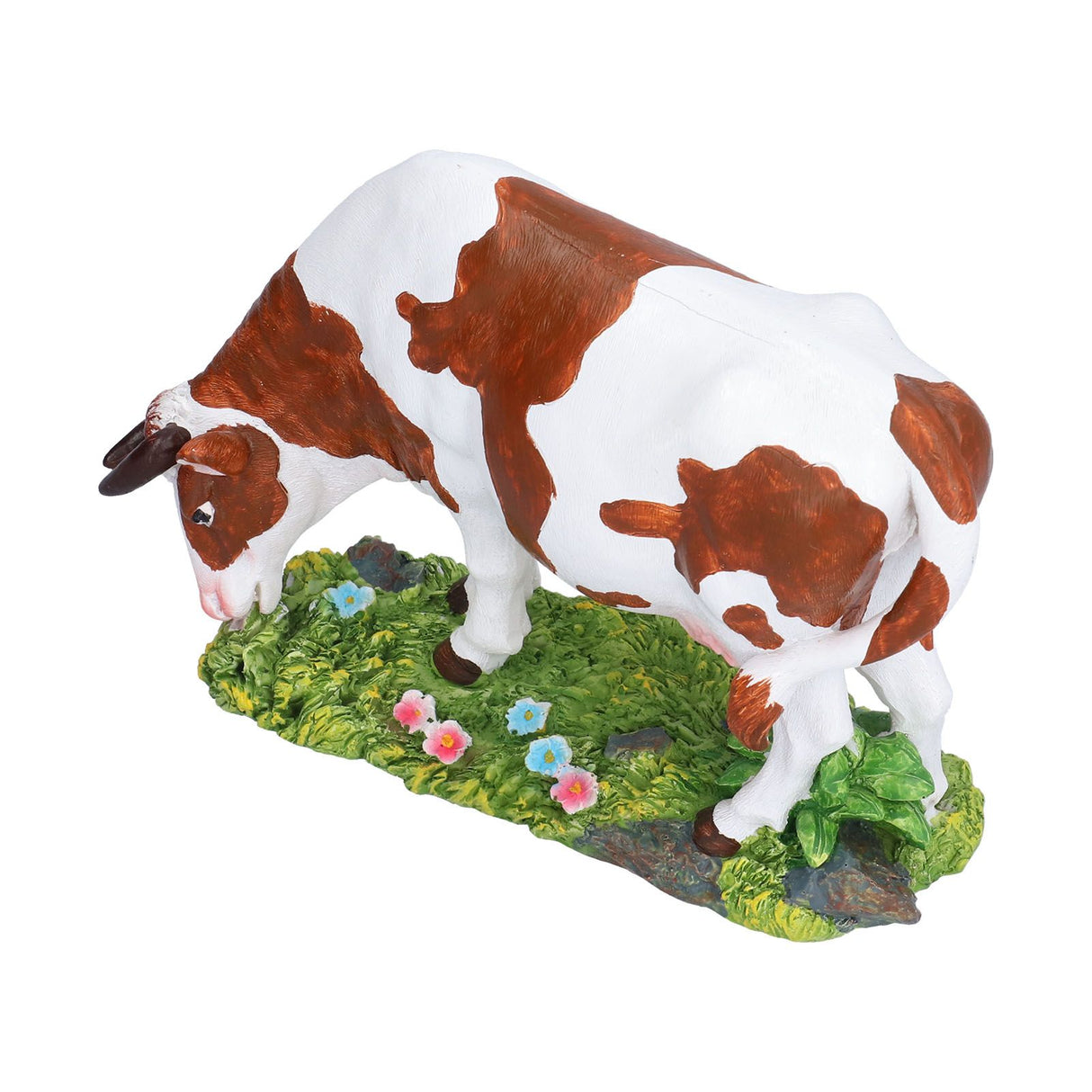 Cow Figurines Brown and White Cow Model Ornament Animal Sculpture Resin Crafts for HomeLower Head Cow
