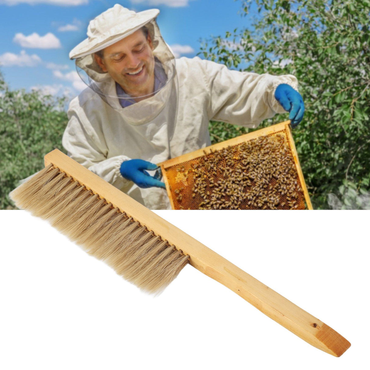 Bee Brush Soft Bristle Wooden Handle Non Toxic Durable Brush Beekeeping Tools for Beekeepers