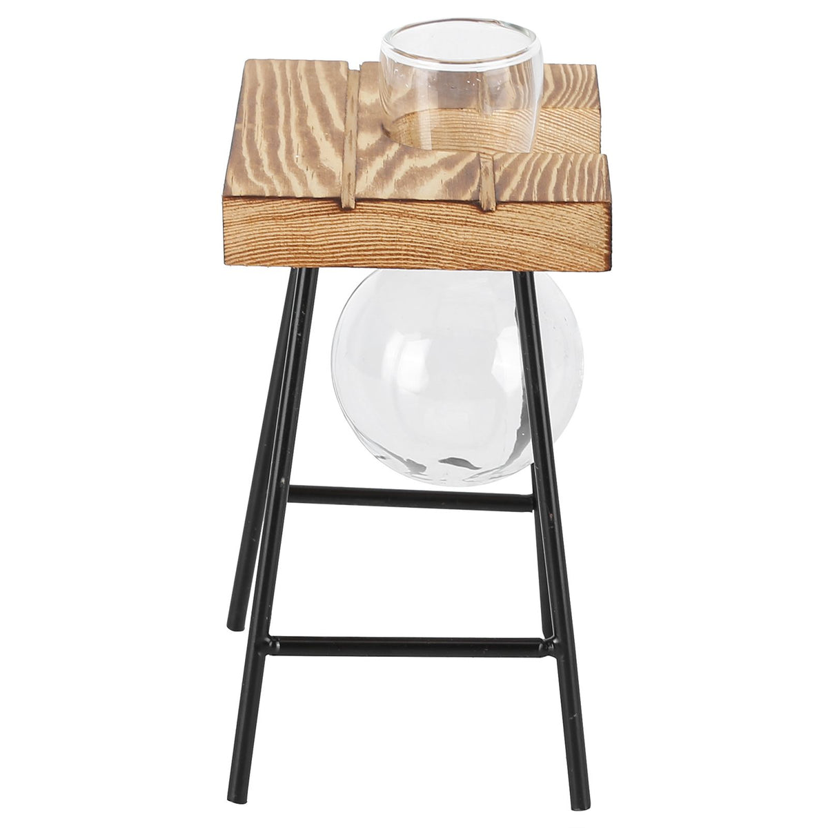Desktop Glass Planter Wooden Stand Bulb Glass Vase Hydroponics Plant Planter for Home Office Garden1 Bottle