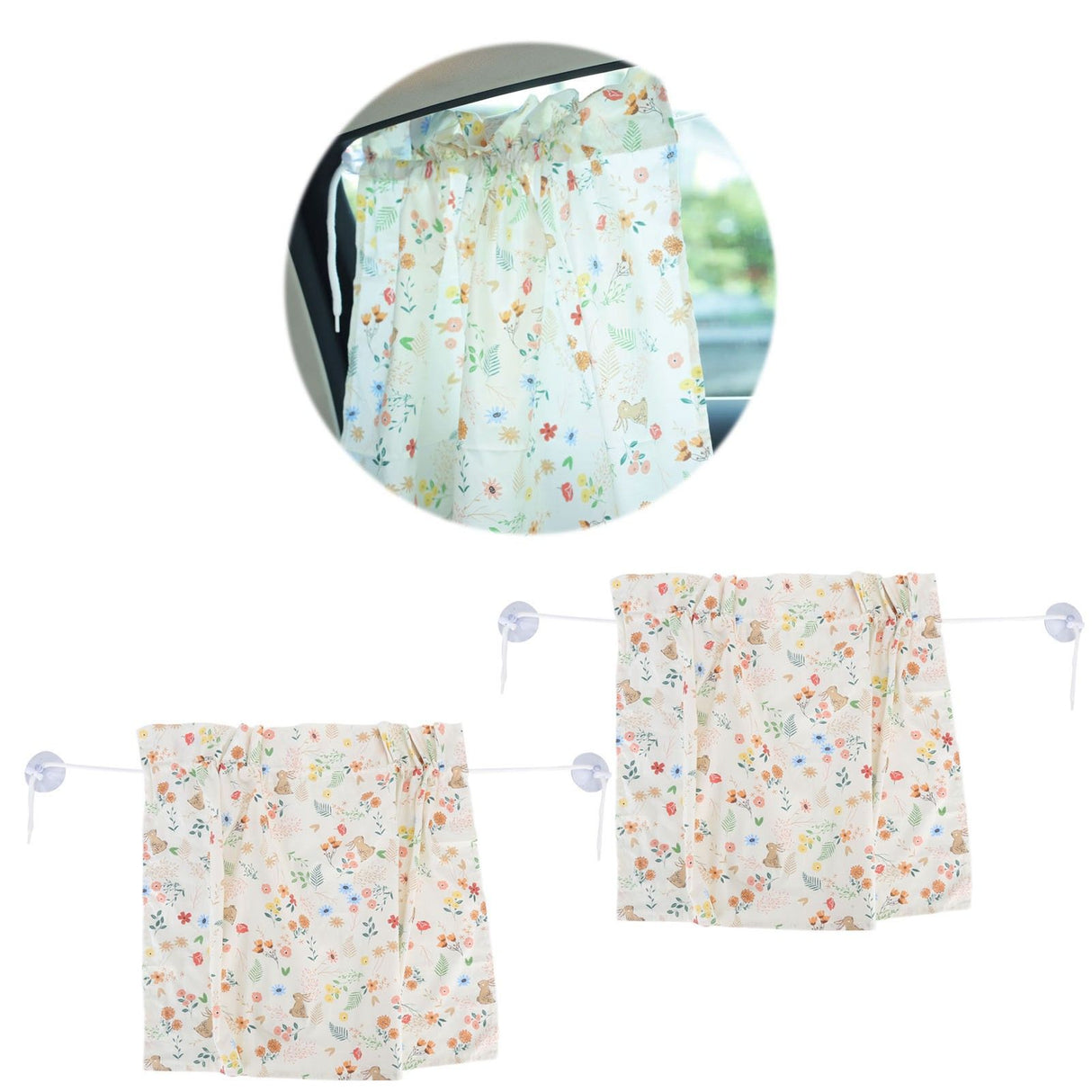 2PCS Simple Style Sunshade Curtain Adjustable Car Side Window Curtain Cute Car Curtain with Suction CupType 1