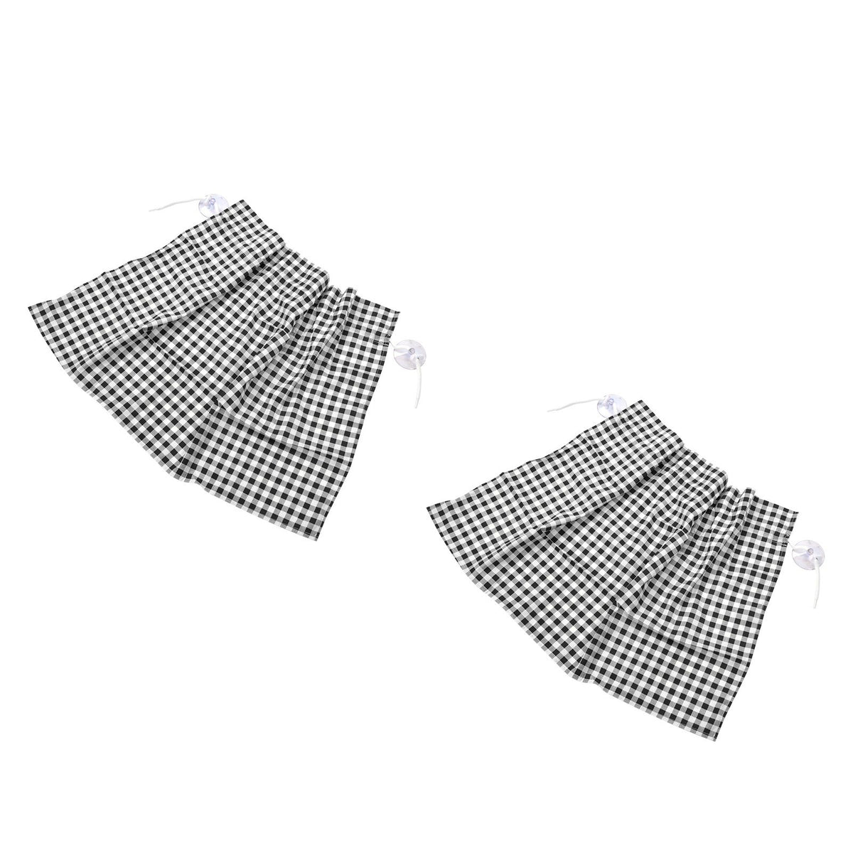 2Pcs Grid Design Anti Ultraviolet Car Curtain Side Car Window Sun Shade with Suction CupBlack Grid