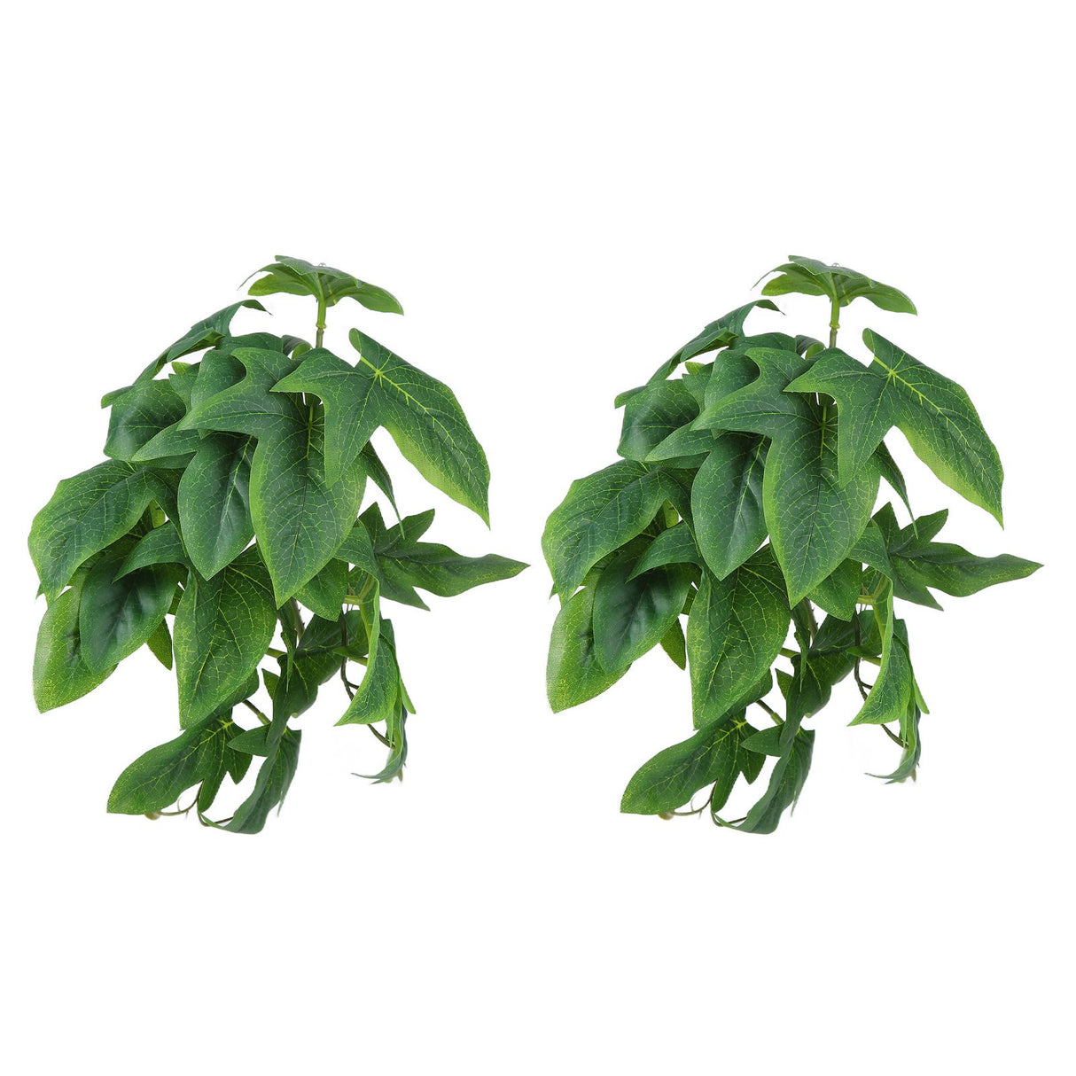 2PCS Artificial Water Plant Simulation Vine Lifelike Plastic Leaves Decoration with Suction Cup for Fish TankSweet Potato Leaves