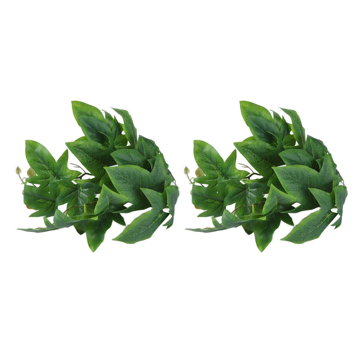 2PCS Artificial Water Plant Simulation Vine Lifelike Plastic Leaves Decoration with Suction Cup for Fish TankSweet Potato Leaves
