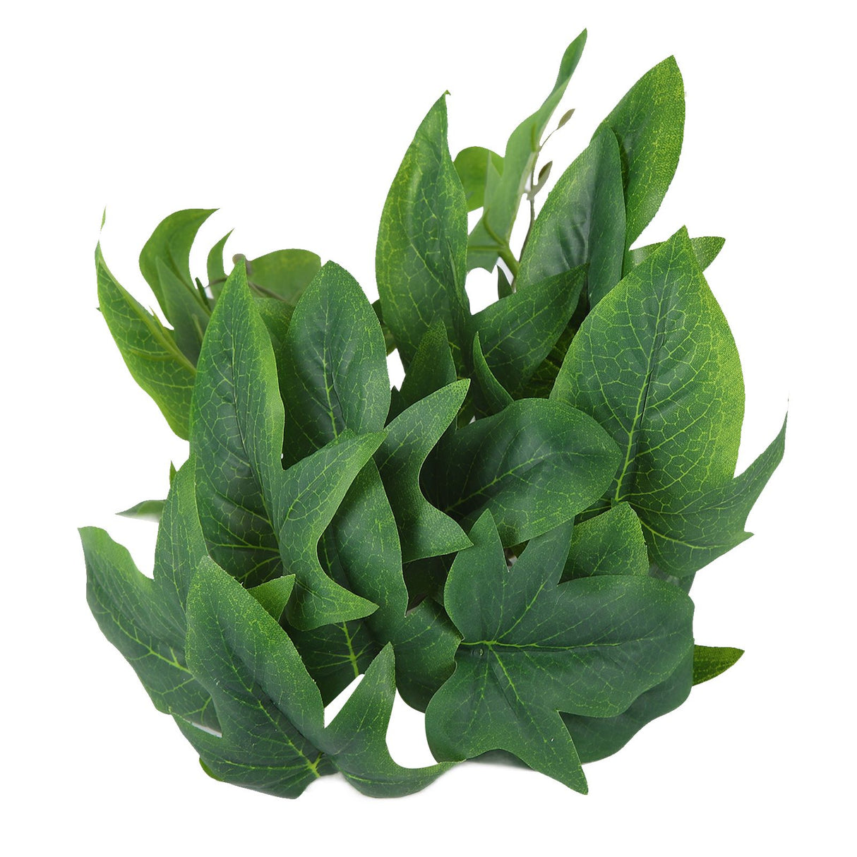 2PCS Artificial Water Plant Simulation Vine Lifelike Plastic Leaves Decoration with Suction Cup for Fish TankSweet Potato Leaves