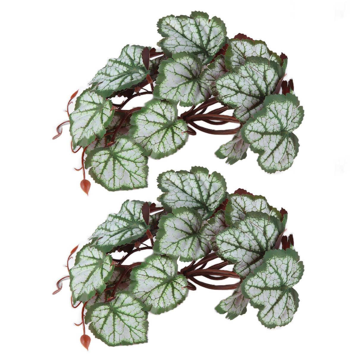 2PCS Artificial Water Plant Simulation Vine Lifelike Plastic Leaves Decoration with Suction Cup for Fish TankHeuchera Leaves