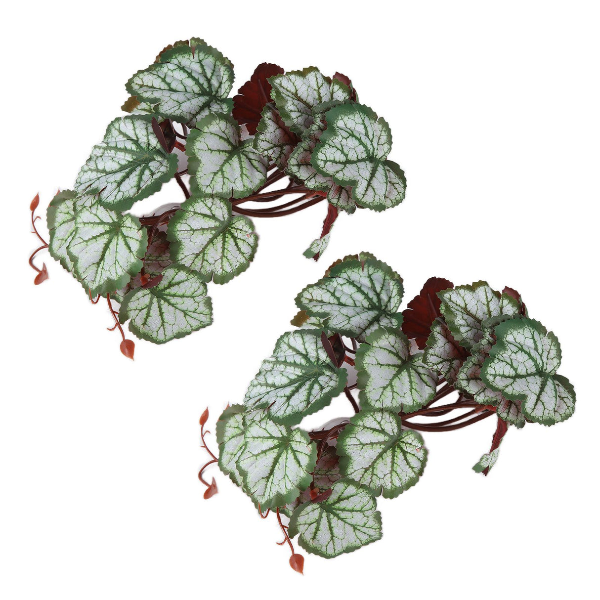 2PCS Artificial Water Plant Simulation Vine Lifelike Plastic Leaves Decoration with Suction Cup for Fish TankHeuchera Leaves