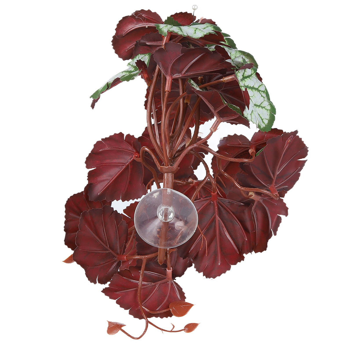 2PCS Artificial Water Plant Simulation Vine Lifelike Plastic Leaves Decoration with Suction Cup for Fish TankHeuchera Leaves