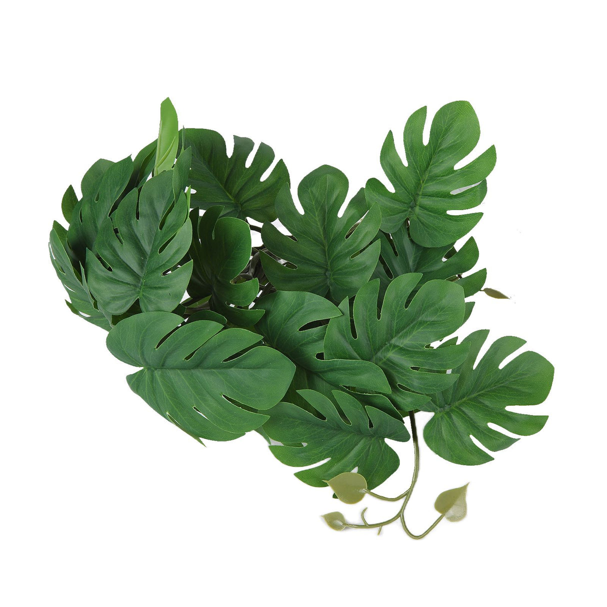 2PCS Artificial Water Plant Simulation Vine Lifelike Plastic Leaves Decoration with Suction Cup for Fish TankMonstera Leaves