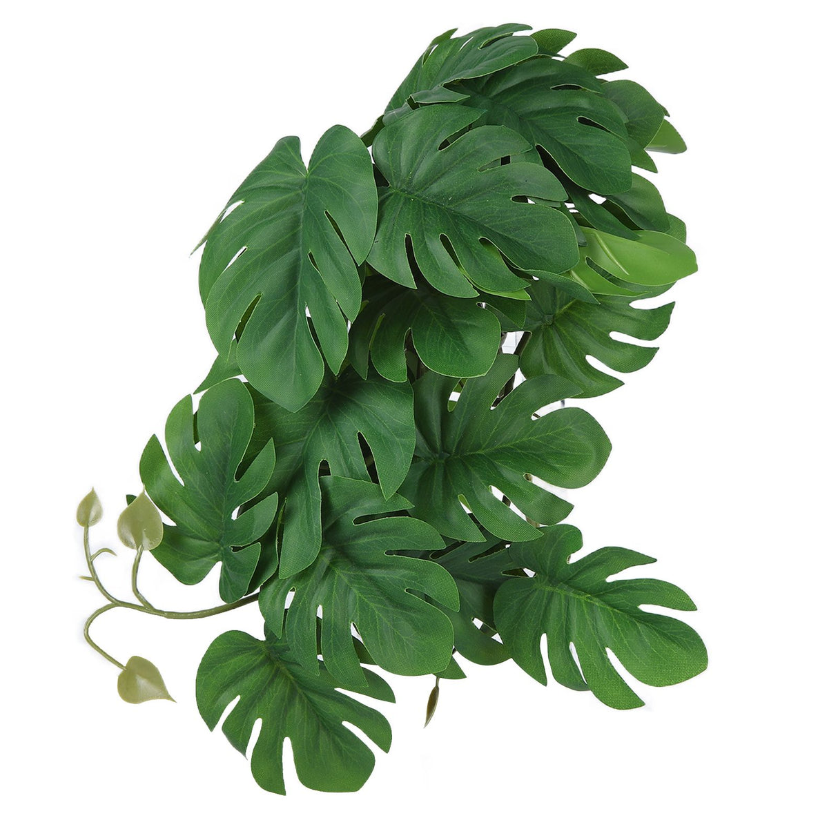 2PCS Artificial Water Plant Simulation Vine Lifelike Plastic Leaves Decoration with Suction Cup for Fish TankMonstera Leaves