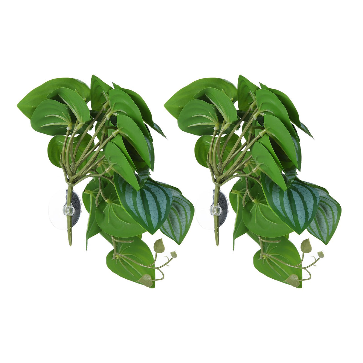 2PCS Artificial Water Plant Simulation Vine Lifelike Plastic Leaves Decoration with Suction Cup for Fish TankWatermelon Leaves