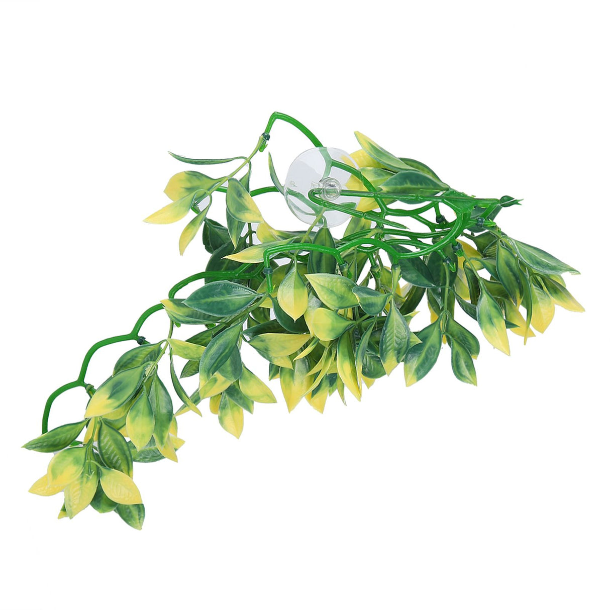 Artificial Reptile Plants Lifelike Plastic Plant Hanging Leaves Decoration with Suction Cup for Reptiles Terrarium Fish TankT-153E2