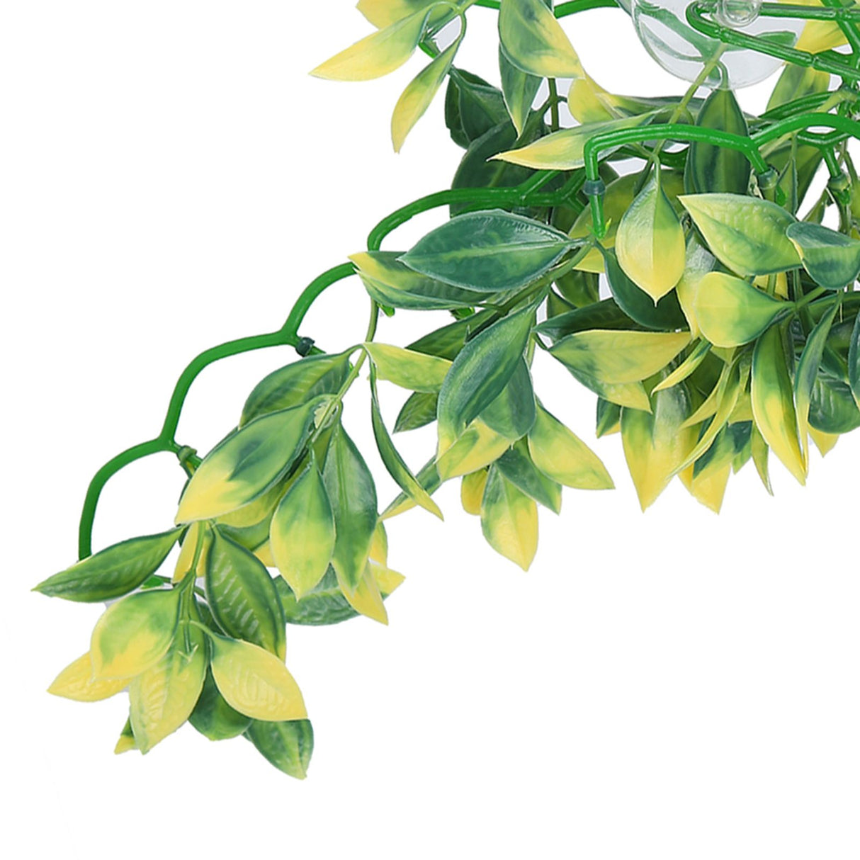 Artificial Reptile Plants Lifelike Plastic Plant Hanging Leaves Decoration with Suction Cup for Reptiles Terrarium Fish TankT-153E2