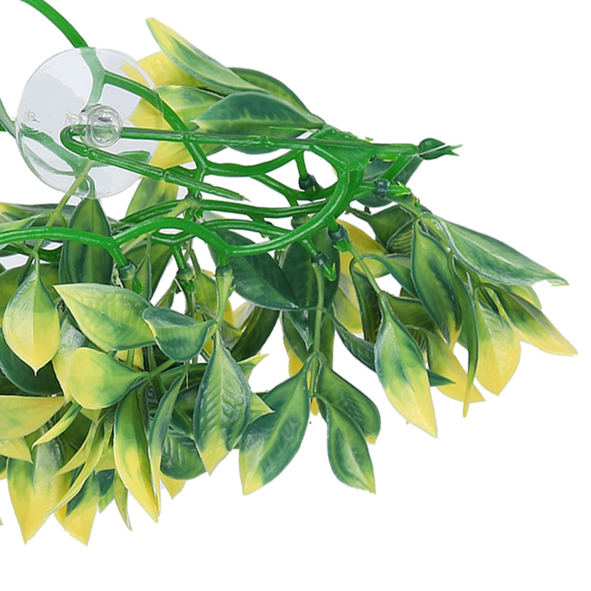 Artificial Reptile Plants Lifelike Plastic Plant Hanging Leaves Decoration with Suction Cup for Reptiles Terrarium Fish TankT-153E2