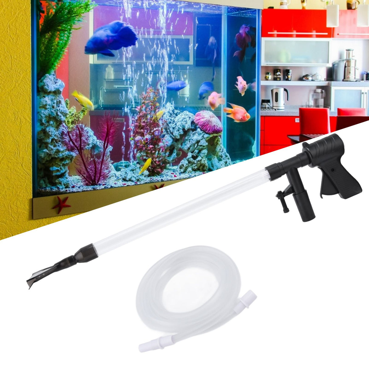 Multifunction Aquarium Gravel Cleaner Water Changer Fish Tank Sand Cleaner with Hose