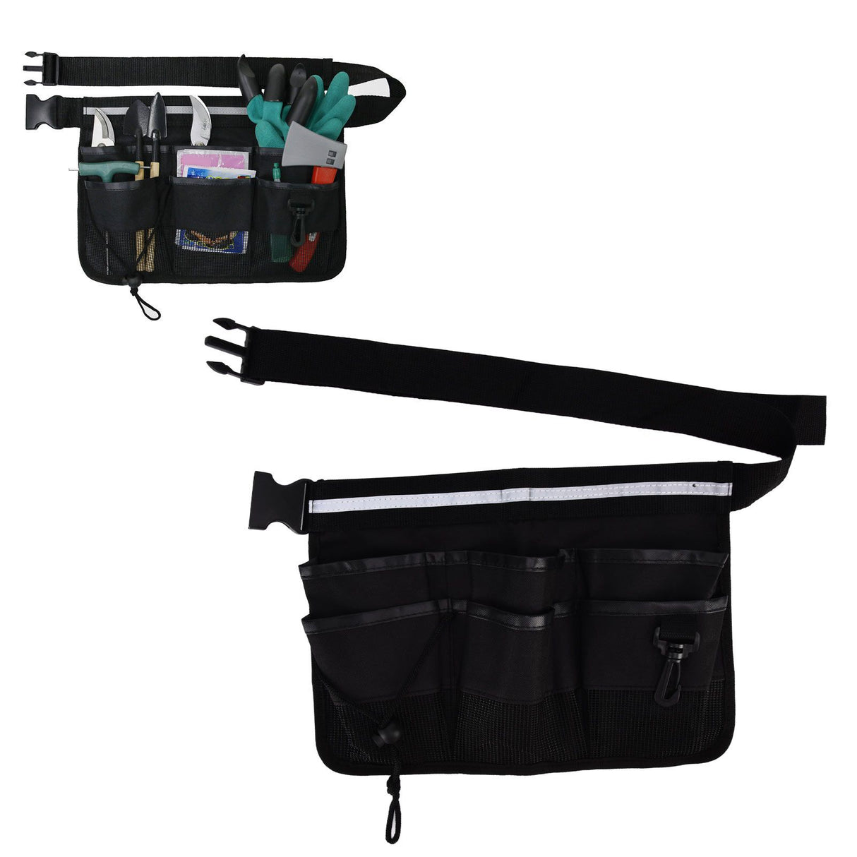 Garden Tool Pocket Adjustable Portable Multi Pocket Design Tool Storage Bag for Storage Tools ItemsBlack