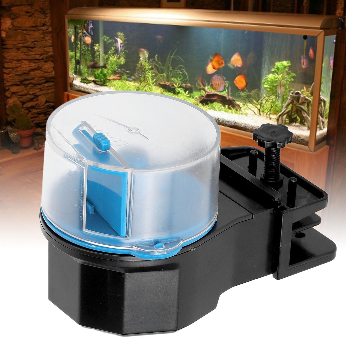 Automatic Fish Feeder Timed Flexible Convenient Clean Easy Installation Fish Tank Food DispenserBlue