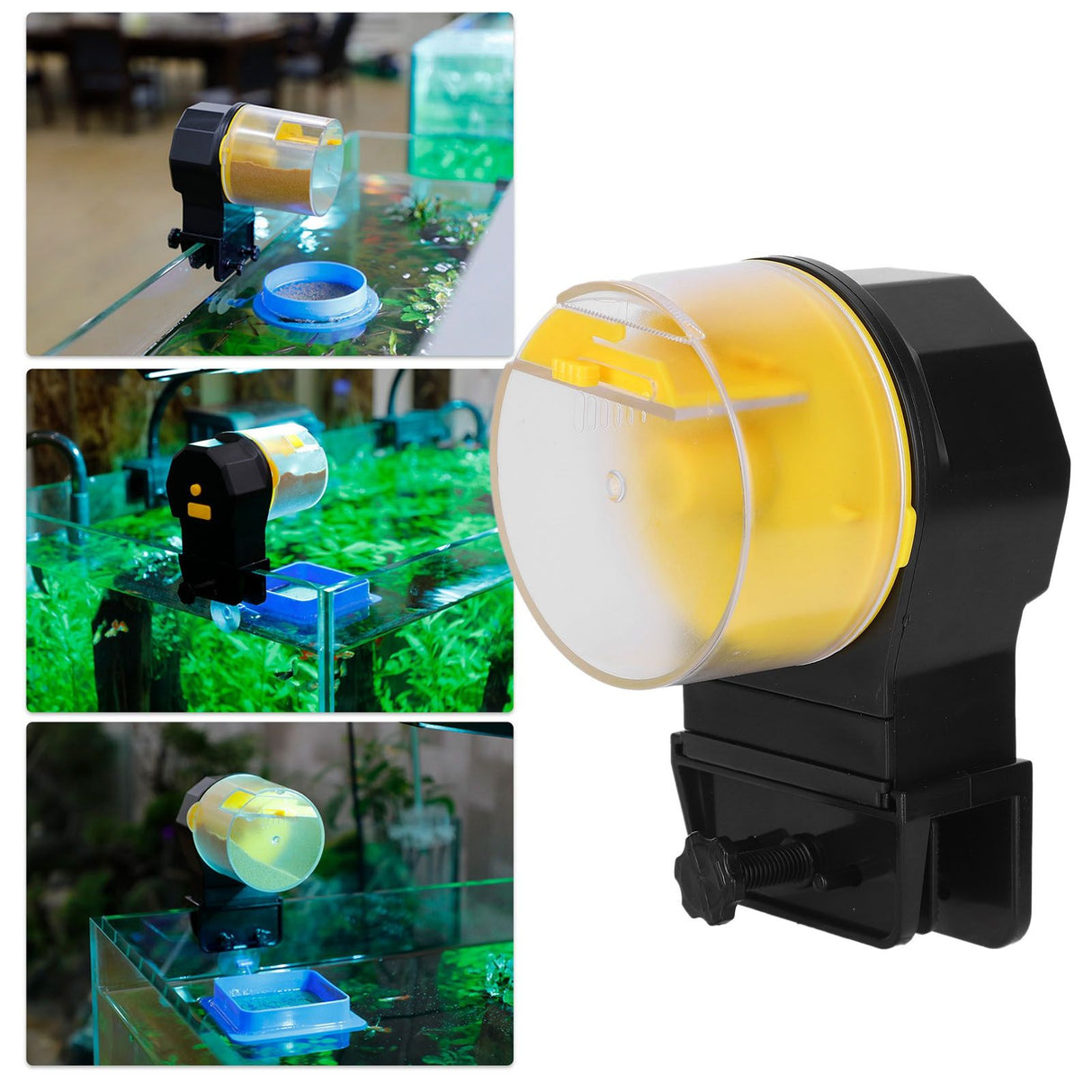Automatic Fish Feeder Timed Flexible Convenient Clean Easy Installation Fish Tank Food DispenserYellow