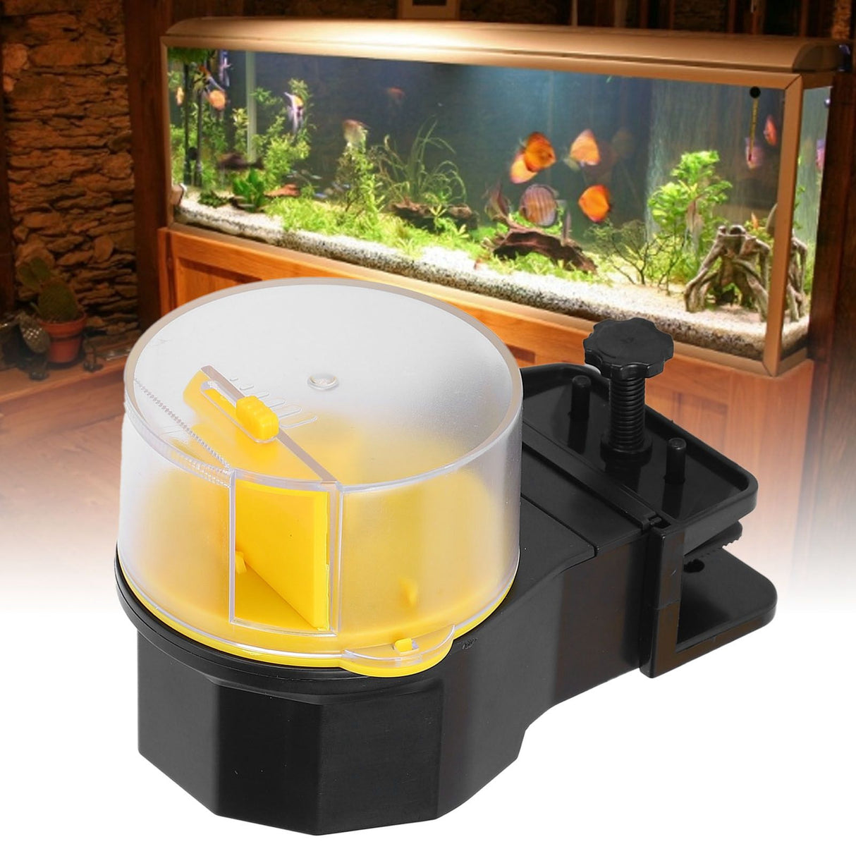 Automatic Fish Feeder Timed Flexible Convenient Clean Easy Installation Fish Tank Food DispenserYellow