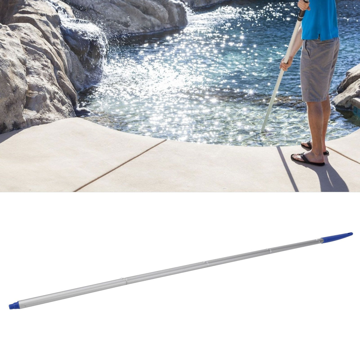 5Pcs Pool Pole Easily Connect Store Adjustable Sturdy Durable Swimming Pool Extension Pole for Cleaning PoolBlue